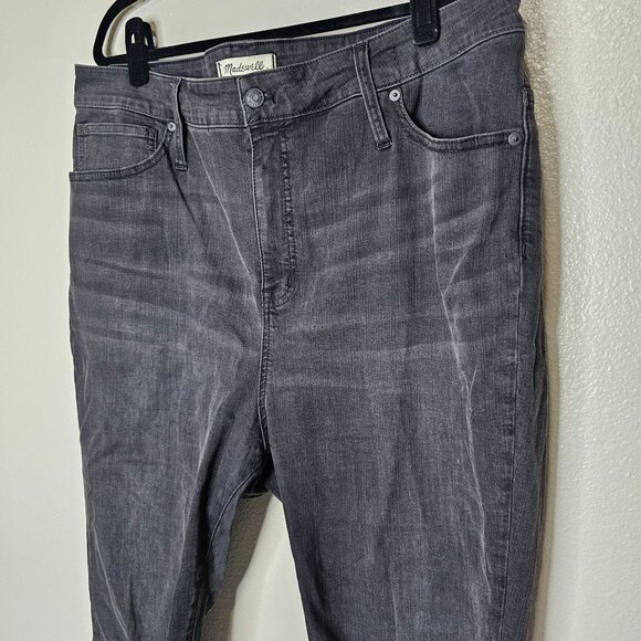 Madewell Size 35 Plus Size Black Curvy High-Rise Skinny Jeans Cuffed Hem - Picture 2 of 9